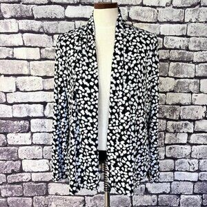 Tiana B Reversible Black & White Long Sleeve Cardigan Sweater Size M